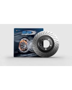 SHW Performance Left Rear Cross-Drilled Monobloc Brake Rotor Without Ceramic Brakes Porsche 911 Carr