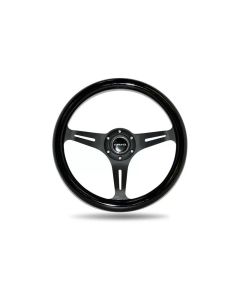 NRG Black Paint Grip 3 Black Spokes 350mm Classic Wood Grain Wheel Universal- NRG-ST-015BK-BK