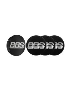 BBS Unlimited 56mm 3D Floating Black | Platinum Silver Center Cap Set- BBS-HW58071055.4